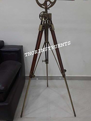 Antique Brass Telescope Wooden Tripod Home Decor