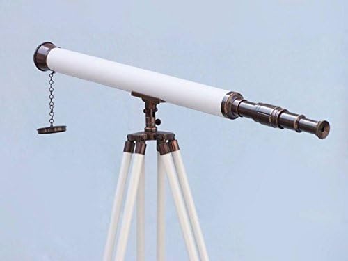 Hampton Nautical Antique Leather Harbor Master 60 Inch Telescope