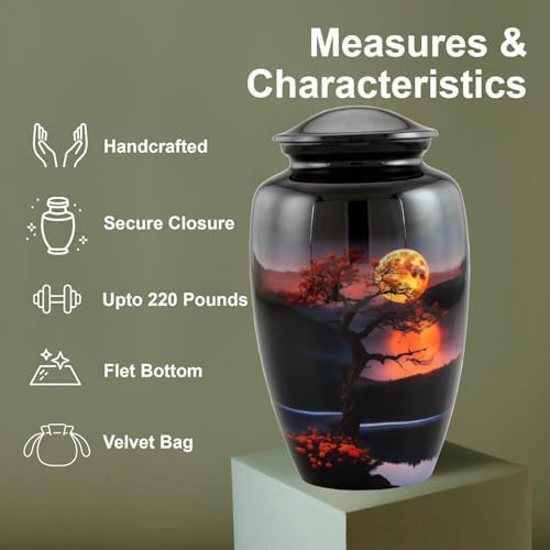 Elegant Tree Urn for Cremation Ashes Midnight Boat Design 200LB Capacity
