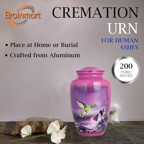Purple Hummingbird Cremation Urn for Adults - Large Decorative Memorial