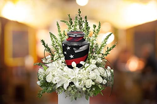 Red Line Flag Cremation Urn for Adult Male