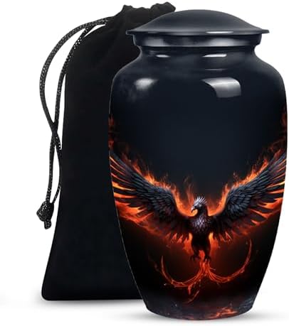 Black Phoenix Urns for Human Ashes - 10 Inch Capacity
