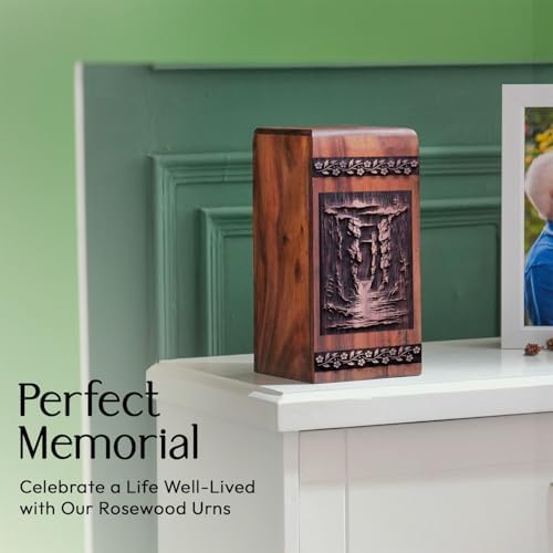 JAGASY 8 Inch Wooden Cremation Urn for Human Ashes