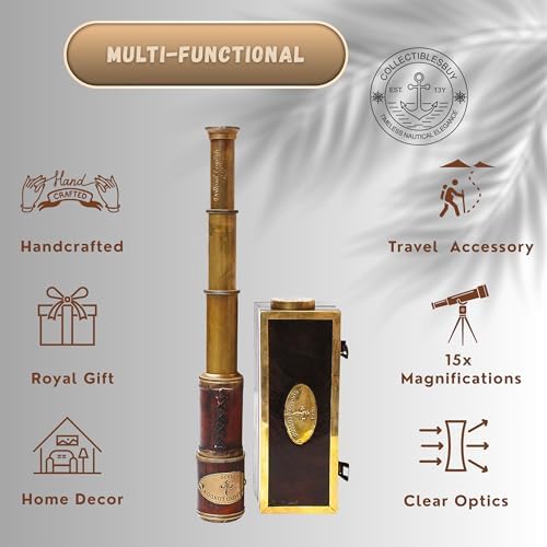 Vintage Brass Marine Telescope with Leather Handle