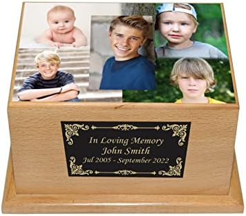 Custom Engraved Baby Cremation Urn Wooden Design