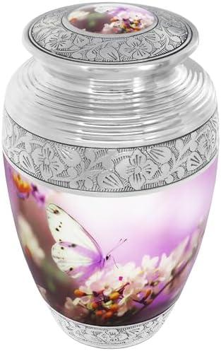 Purple Butterfly Decorative Urn for Cremation Ashes - Large