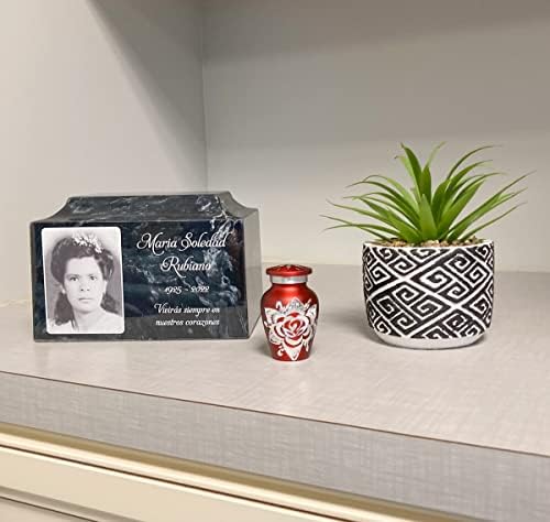 Set of 4 Crimson Cremation Urns with Rose Etching