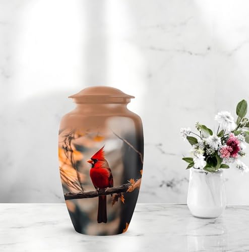 Elegant Memorial Urn for Ashes Beige 10 Inch