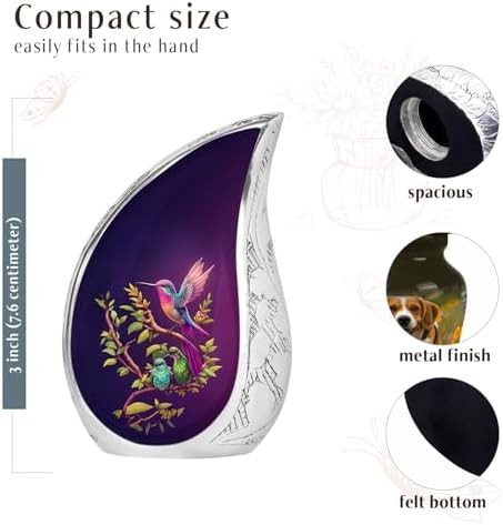 YATSKIA 3 Inch Tall Hummingbird Cremation Urn for Adult Ashes