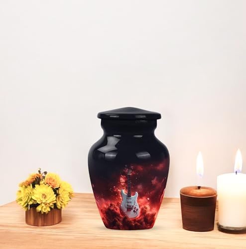 Guitar Decorative Urn for Human Ashes Black 3 Inch