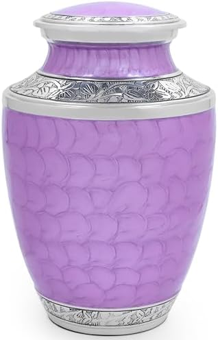 Purple Silver Cremation Urn for Adult 105 Inch Handcrafted