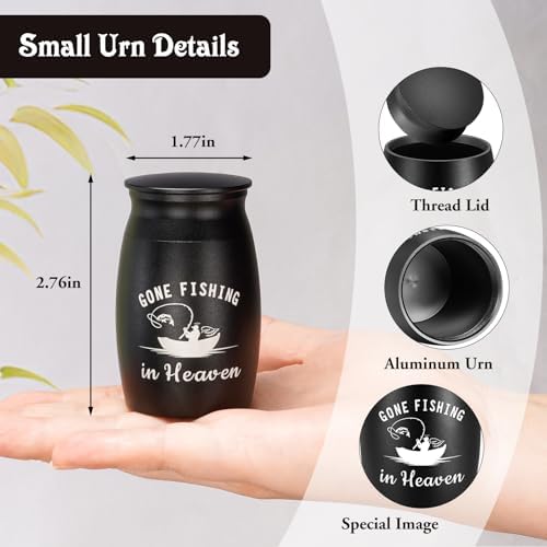 SOITIS Customized Small Urns for Human Ashes - 276 Inches Black Aluminum Urn with Secure Lid