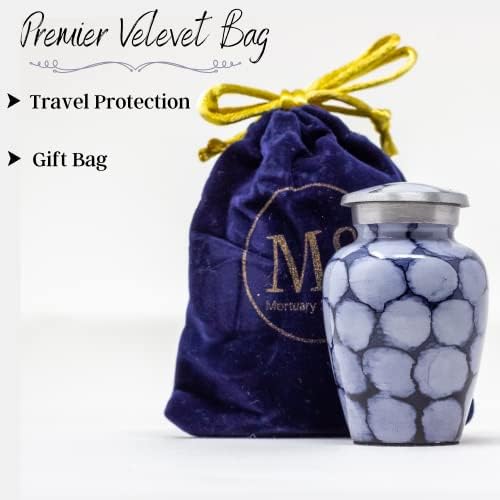 Purple and Black Mini Urn for Human Ashes - Keepsake Urn with Blue Velvet Bag