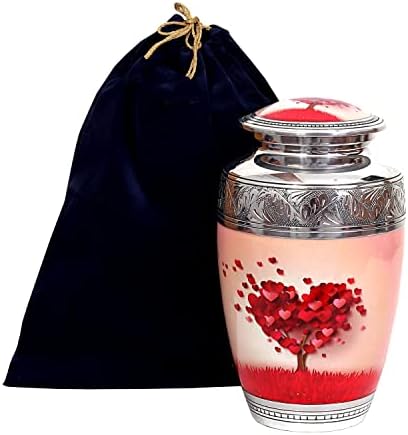 HLC Red Heart Cream Keepsake Urn - Velvet Box Included