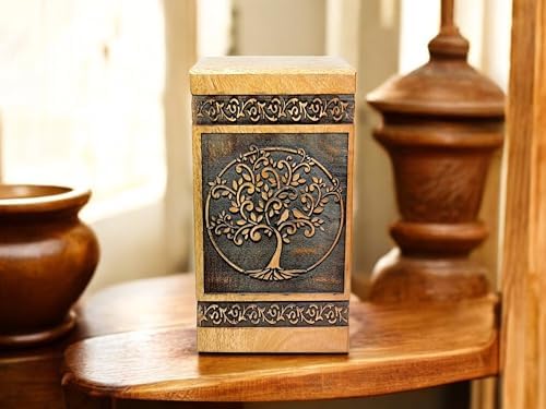 Handcrafted Wooden Cremation Urn with Celtic Cross Design