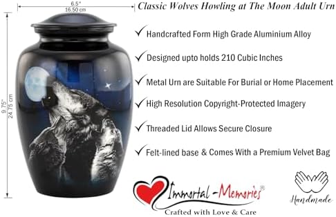 Midnight Wolves Urn - 3 Wolves Cremation Urn for Ashes
