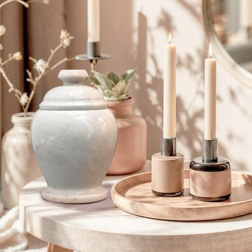 Elegant Marble Cremation Urn with Beige Finish