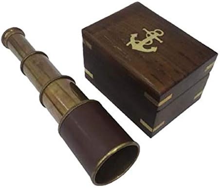 6 Inch Antique Nautical Spyglass with Wooden Box