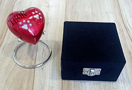 Red Footprint Small Pet Urns for Human Ashes - Mini Urns Heart Keepsake Cremation Urn - Love Charms Option