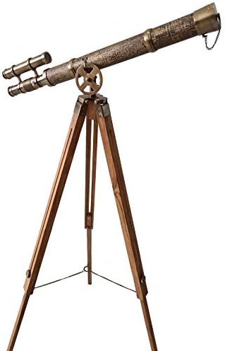 Vintage Double Barrel Telescope with Brass and Leather Finish