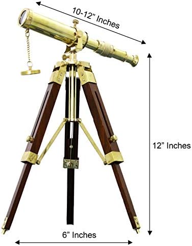 Vintage Brass Telescope with Wooden Tripod Stand for Home Decor and Gifts