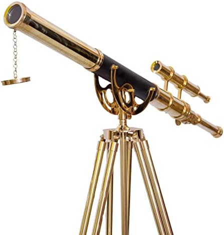 Nautical Double Barrel Telescope with Brass and Wood Tripod
