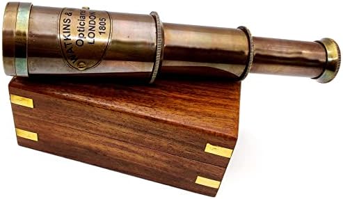 Nautical Brass Spyglass Telescope with Wood Box