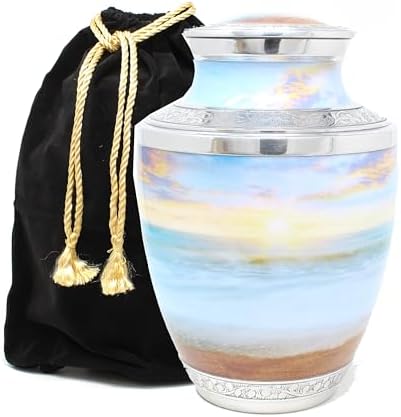 Beach Waves and Sunset Decorative Cremation Urn for Human Ashes - Large
