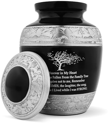 Elegant Black Cremation Urn for Human Ashes - Medium Size