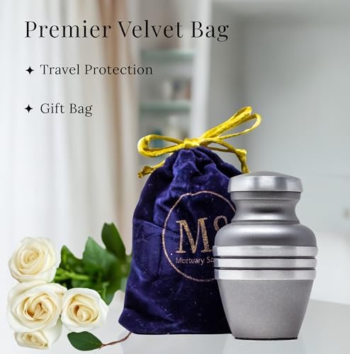 Pewter Small Urn for Human or Pet Ashes - Keepsake Urn with Velvet Bag