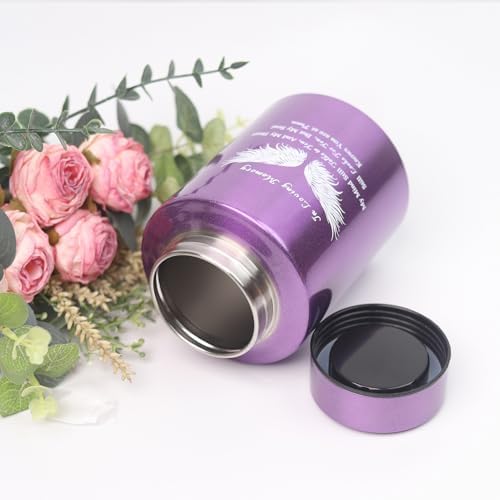 6 Inch Stainless Steel Purple Wing Keepsake Urn for Human Ashes