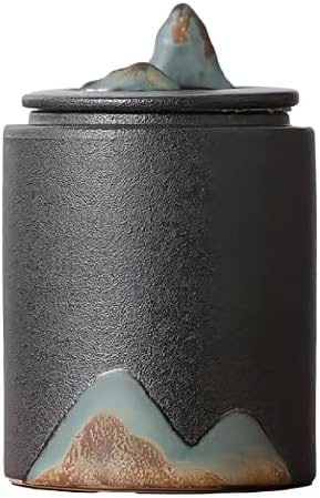 Black Small Urn Ashes Keepsake - 35 Inch Ceramic Memorial Urn for Human and Pets