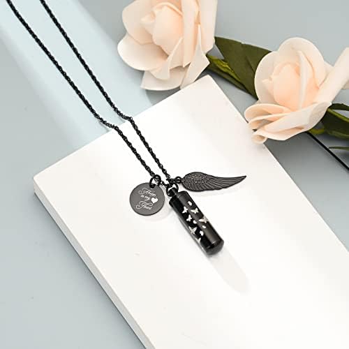 Cylinder Urn Ashes Necklace with Butterfly Design