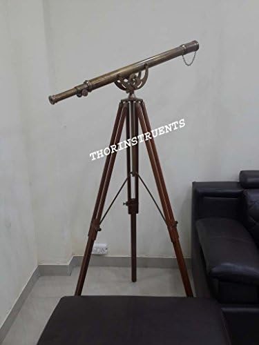 Nautical Brass Telescope with Adjustable Brown Tripod Stand