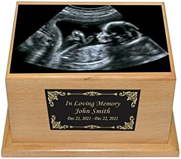 Custom Engraved Baby Cremation Urn Wooden Design