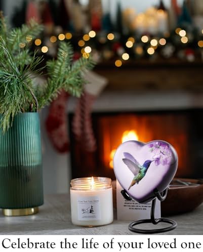 Hummingbird Heart Urn for Ashes Hand Painted Keepsake