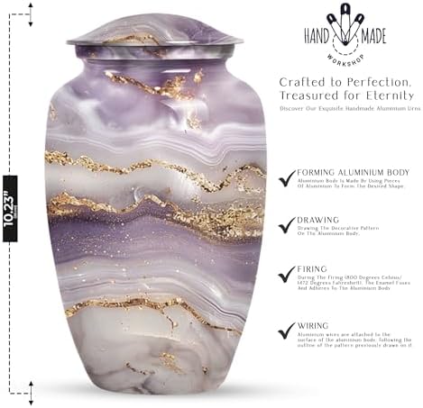 Golden Serenity Decorative Urn for Human Ashes 10 Inch