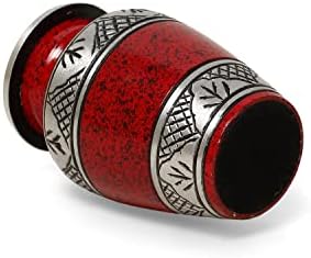Small Urns for Human Ashes Set of 4 Red Vials with Velvet Bags and Gift Box