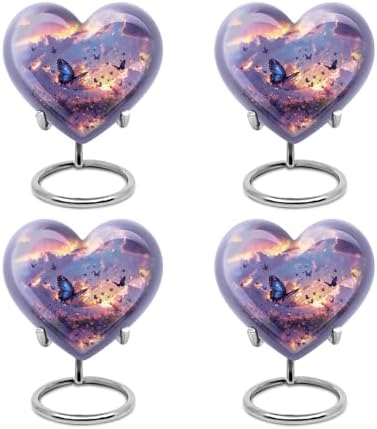 Heart Butterflies Urn Set of 4 - Mini 3 Inch Cremation Keepsake