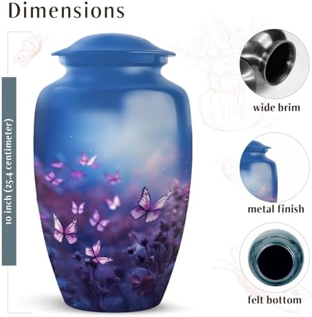 YATSKIA Purple Butterfly Urn - Decorative Cremation Urn for Human Ashes