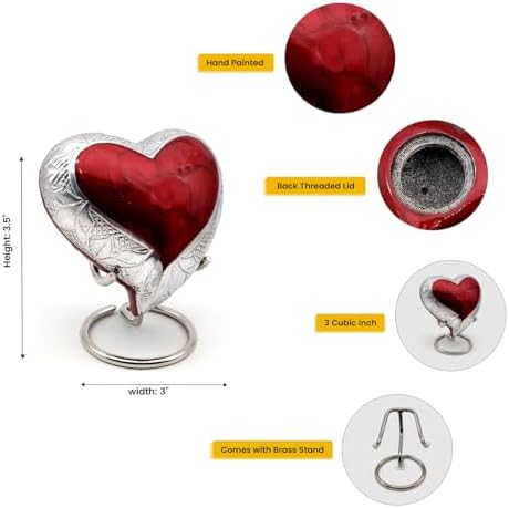 RED Heart Keepsake Urn - Mini Cremation Urn for Ashes