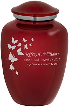 Homage Medium Ascending Butterflies Cremation Urn - 80 Cubic Inch Capacity - Crimson