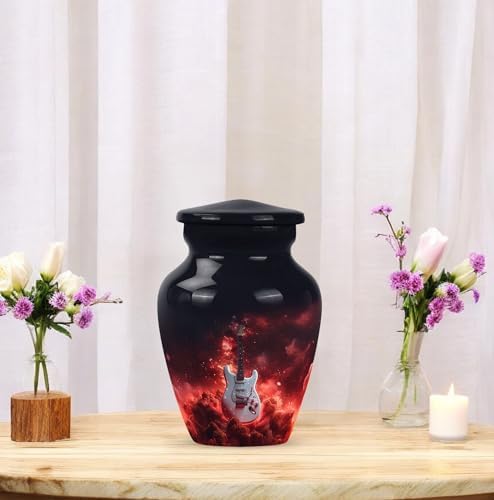 Guitar Decorative Urn for Human Ashes Black 3 Inch