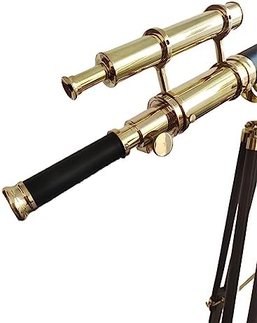 Vintage Double Barrel Brass Telescope with Leather Tube