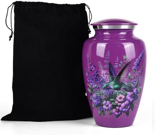 Suruim Purple Hummingbird Urns for Human Ashes - Large Size Adult Female Keepsake for Mom or Mother