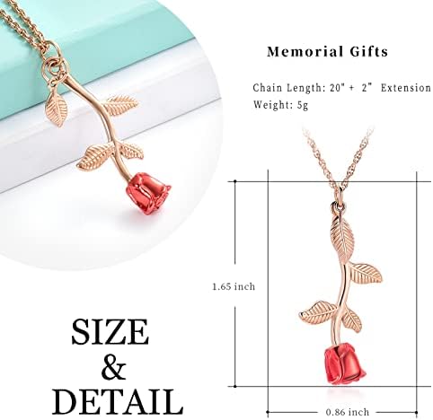 Rose Urn Necklace Cremation Jewelry for Ashes for Women Girls