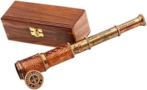 Personalized Brass Marine Telescope with Rosewood Case