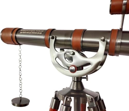 Personalized Antique Brass Telescope with Wooden Tripod