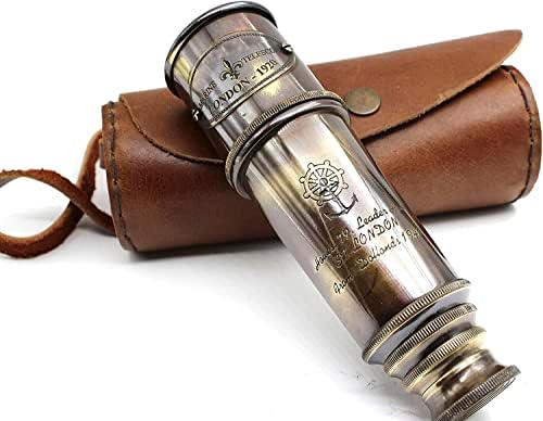1920 Brass Vintage Telescope with Leather Case