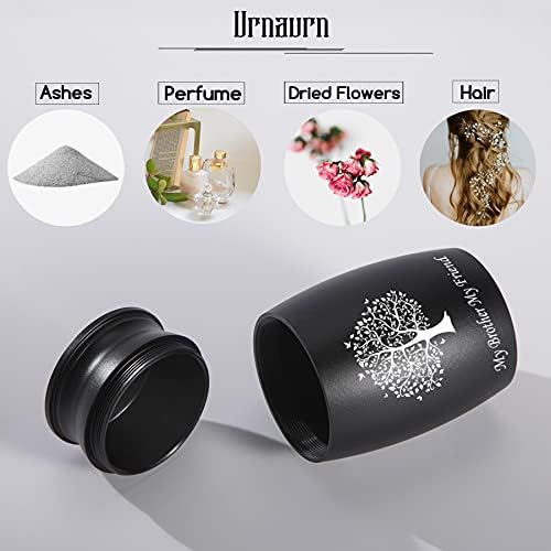 Small Cremation Urn for Sharing Handcrafted Black Keepsake Urn with Tree of Life Engraving